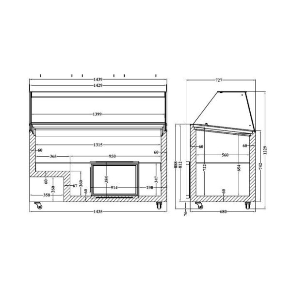 Jäätiselett Tenerife 10X5 LTR 1439x727x1229mm