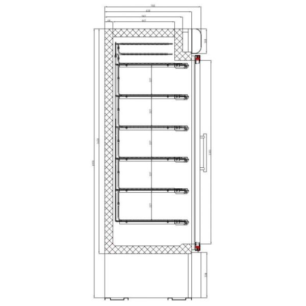 Sügavkülmkapp kahe klaasuksega 1370x700x1990mm