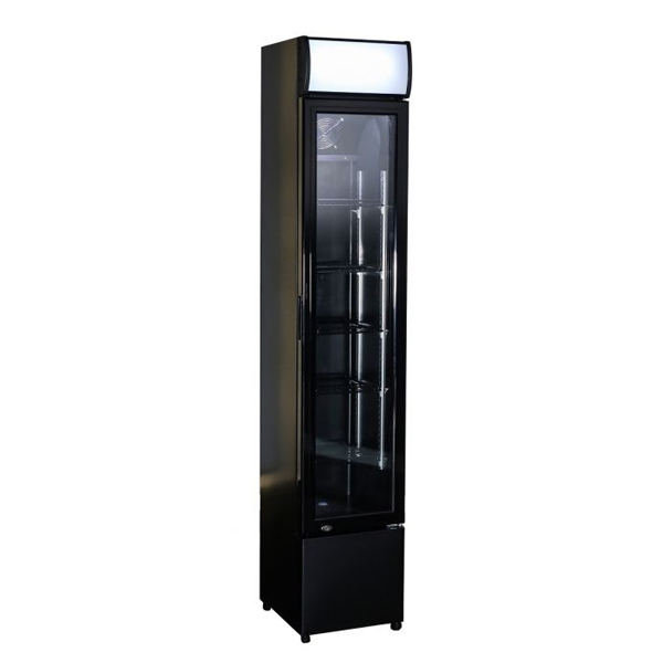Külmkapp klaasuksega must 360x422x1880mm